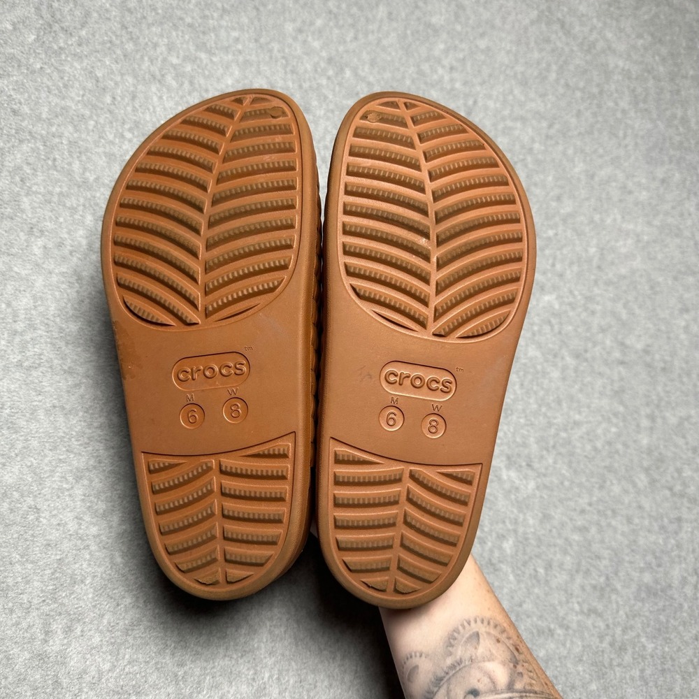 Crocs Dylan Woven Mules Cognac Brown Slip On Clogs 209946 Womens 8 Mens 6 - Picture 4 of 5